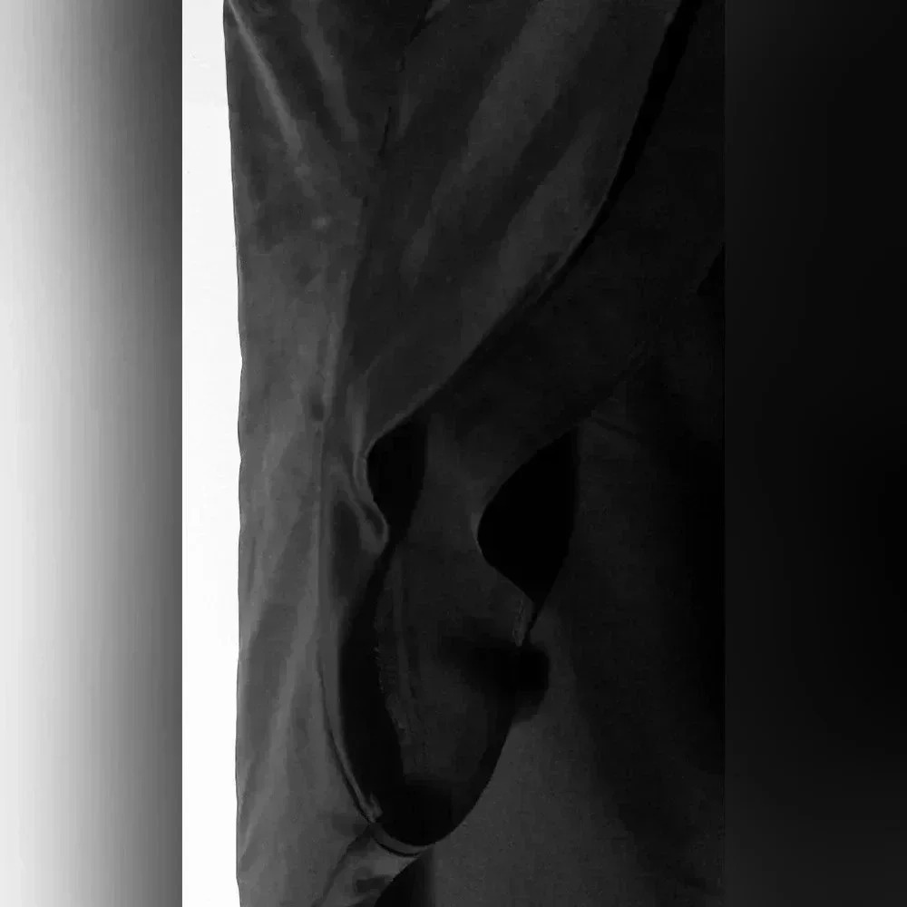 Victoria's Secret Black "Love" Lounge Robe front Tie Ruffle Sleeve Sati… - Picture 4 of 4